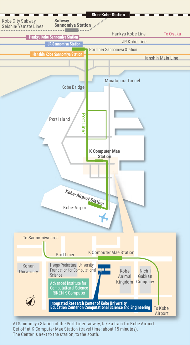 Map to Integrated Research Center of Kobe University